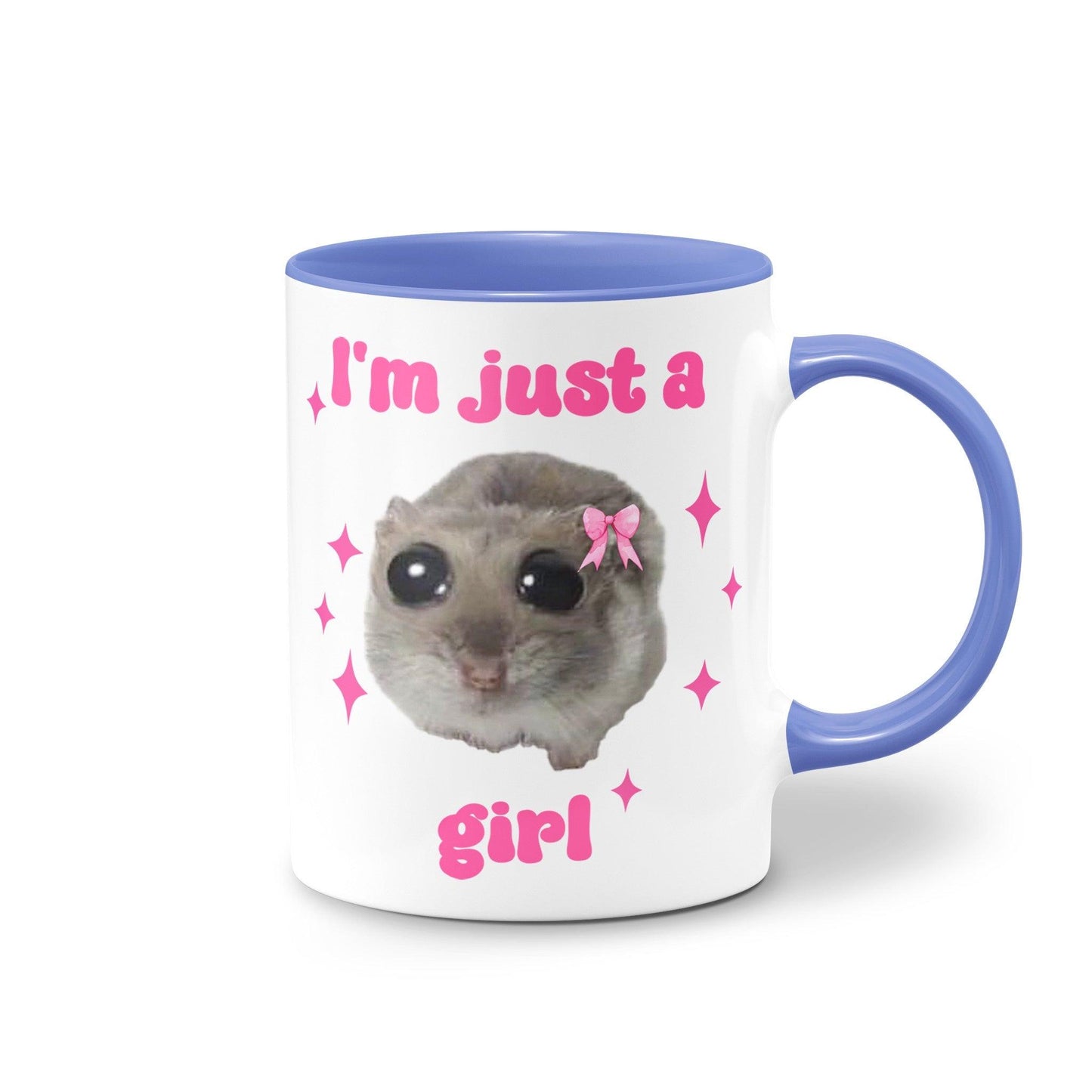 I'm Just a Girl - Sad Hamster Meme Ceramic Mug blue