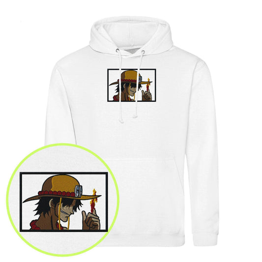 Straw Hat and Inferno Spirit Embroidered Hoodie (Unisex) - nonsez