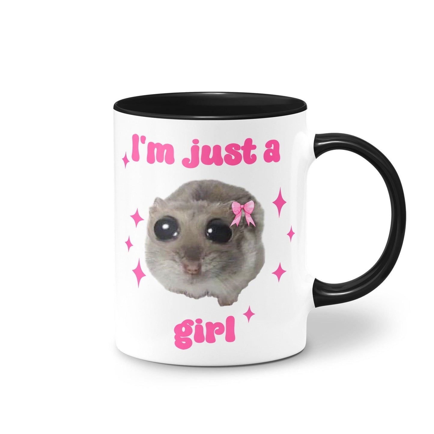 I'm Just a Girl - Sad Hamster Meme Ceramic Mug black