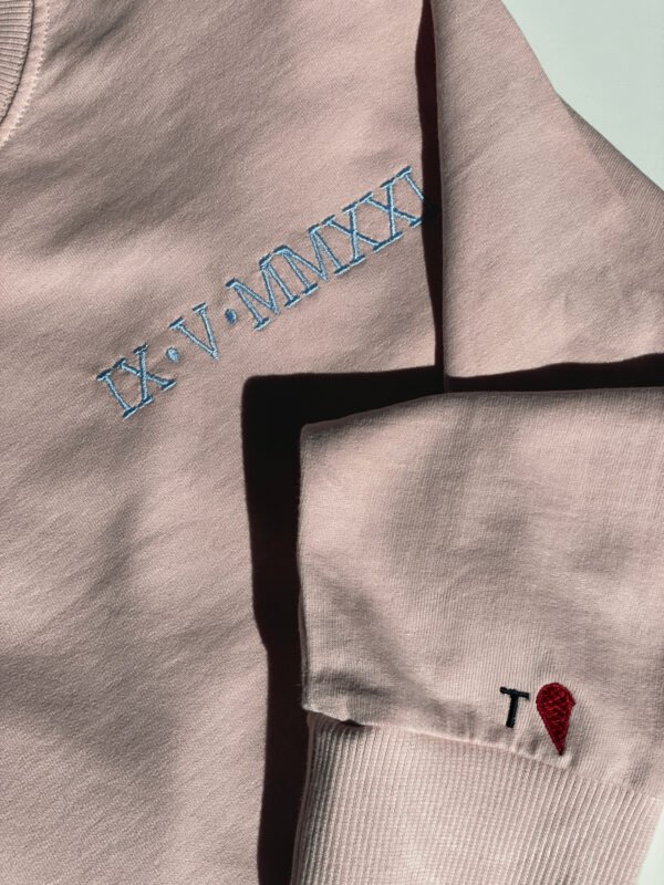 Custom Roman Numeral Hoodie / Sweatshirt – Chest Embroidery - Image 4