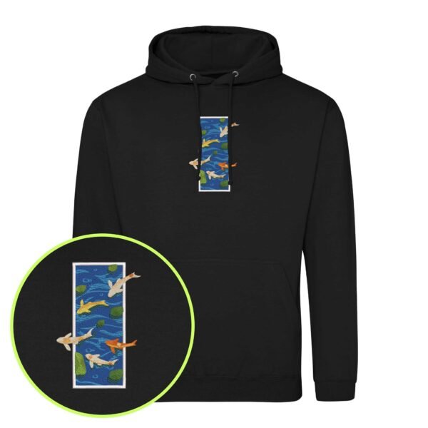 Koi Pond embroidered Hoodie / Sweatshirt - Image 4