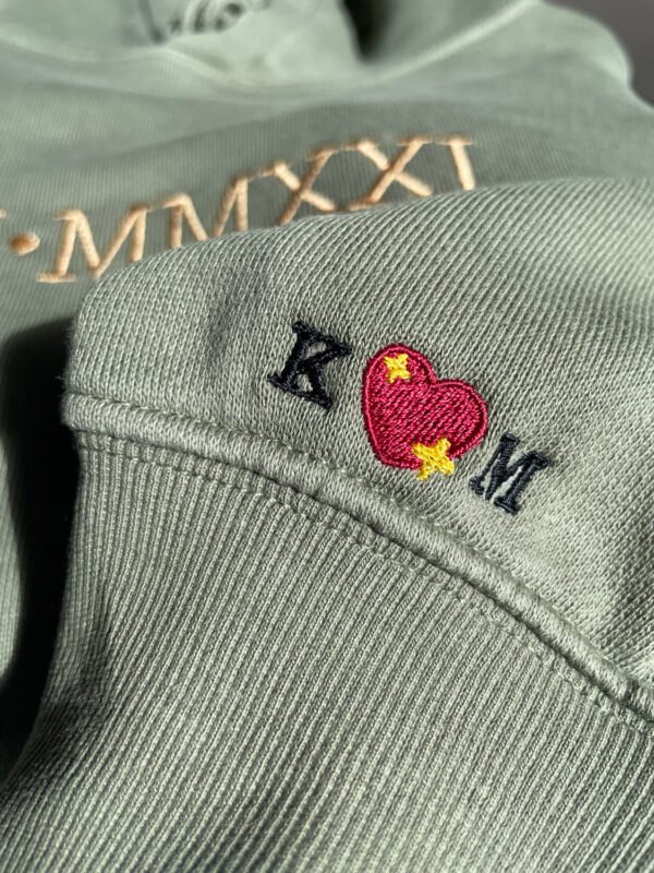 Custom Roman Numeral Hoodie / Sweatshirt – Centered Embroidery - Image 2