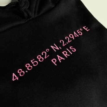 Custom Coordinates Embroidered Hoodie or Sweatshirt
