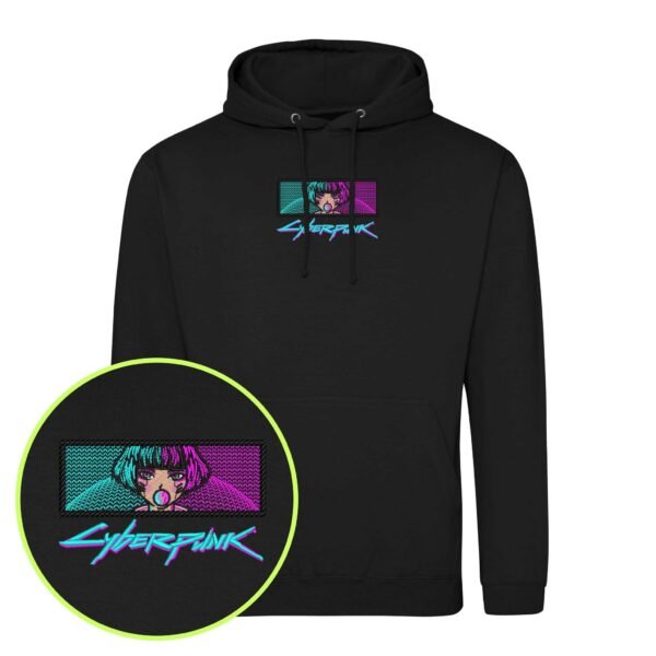 Neon Horizon blues embroidered Hoodie / Sweatshirt - Image 4