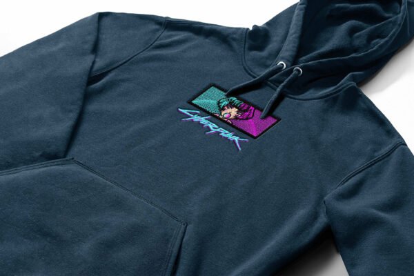 Neon Horizon blues embroidered Hoodie / Sweatshirt - Image 2
